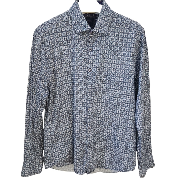 OXLEY Geometric Print Button-Up Shirt 100% premium cotton large - Picture 2 of 13